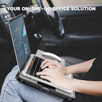 AboveTEK Portable Laptop Lap Desk w/Retractable Left/Right Mouse Pad Tray, Non-Slip Heat Shield Tablet Notebook Computer Stand Table w/Sturdy Stable Work Surface for Bed Sofa Couch or Travel