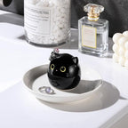 PUDDING CABIN Cat Lover Gifts for Women, Black Cat Ring Holder Dish for Jewelry Rings Earrings Necklace Watch Keys, Birthday Christmas Engagement Wedding Gifts - style: Black Kitty
