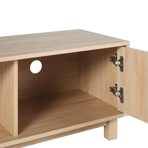 Walker Edison Arundo Fluted TV Stand for TVs up to 65 Inches, 58" TV Stand, Coastal Oak - color: Coastal Oak, size: 58" TV Stand