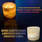 Single Alabaster Candle Holder, Sturdy Tealight Candle Holders, Translucent Stone for Calming Glow, Perfect for Ambient Lighting & Gifts, Warm Illumination, Multiple Sizes (XLarge) - size: XLARGE