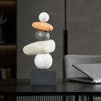 Aris & Juno Modern Abstract Resin Sculpture, Good Luck Stone Statue for Home Decor, Living Room, Office & Study – Contemporary Art Ornament for Good Fortune