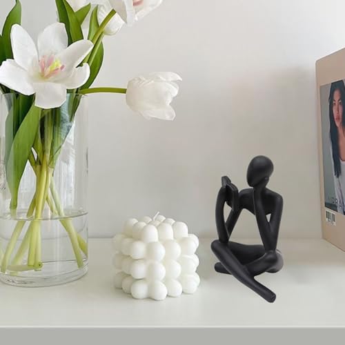Jinkoozz Reading Women Statue, Thinker Sculptures, Abstract Art Ornament, Modern Aesthetic Figurine Decoration, Suitable for Home Living Room Bedroom Office Shelf Table Desk Bookshelf Decor - color: Black Right, size: Small