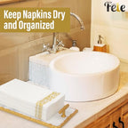 Guest Towel Holder Tray for Bathroom - Premium Marble Tray with Gold Rim - Bathroom Hand Towel Tray, The Perfect Vanity Tray for Bathroom. Ideal Valentines Day Gift. - color: Gold Rim