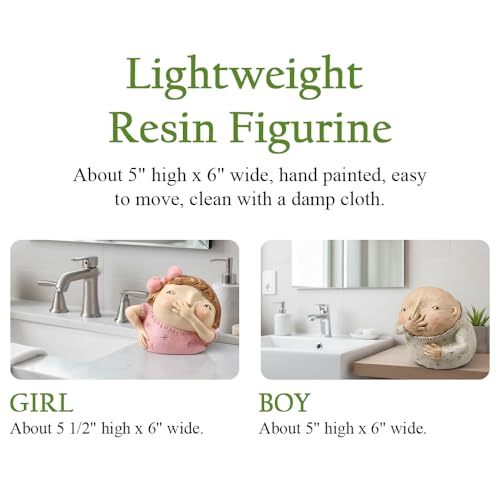 Art & Artifact Boy Holding Nose, Bathroom Statue Funny Boys Decor Shelf Sitters, 5" High - size: 6 Inch x 5 Inch x 5 Inch