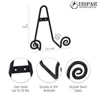 TRIPAR Decorative Scroll Rack, Large Black Display (4.5 Inch Depth) - Functions as Wall Rack or Tabletop Easel - Lightweight and Durable - Showcase Beautiful Plates, China, Artwork and More