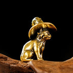 CHOVY Retro Handcrafted Witch Cat Ornament - 100% Solid Brass Desk Decor | Enchanting Feline Sculpture with Wizard Hat Unique Gift for Cat Lovers & Magic Enthusiasts - style: Wizard Cat