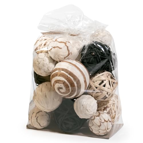 ANDALUCA Black & White Decorative Balls Bowl Filler Bag with Orbs, Balls (Black) - color: Black