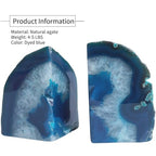 Crystal Book Ends Blue Dyed Agate Bookends Large 4-5 Lbs for Heavy Books 1 Pair - color: Blue, size: 4-5LBS