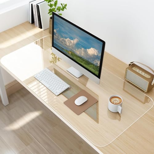 Clear Desk Mat, Non-Slip PVC Desk Protector Mat with Round Edge, Heat Resistant & Waterproof Clear Desk Writing Mat for Home and Office (27.6"*13.8") - size: 27.6”*13.8“