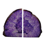 JIC Gem Dyed Purple Natural Agate Bookends Polished Stone Book Ends Crystal Geode Bookends for Shelves to Hold Books with Rubber Bumpers(1 Pair, 3-4 LBS) - color: Purple Dyed, size: 3-4LBS.
