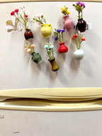 8 Pack Mini Ceramic Vase Magnets for Fridge, Cute Plant vase Fridge Magnets, Plant Vase for Refrigerator Decoration Kitchen Locker Kitchen Office