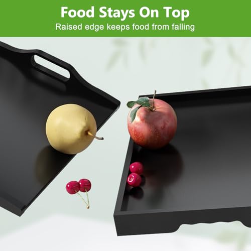 Youpehom Bed Tray Table with Folding Legs,Bamboo Breakfast in Bed for Kitchen Serving Tray,Sofa,Used As Laptop Desk Snack Breakfast Tray (Black, Medium) - color: Black, size: Medium