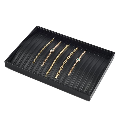 18 Slots PU Leather Necklace Tray Jewelry Tray Necklace Holder Organizer Jewelry Drawer Organizer (Black) - color: Black, size: 18 Slot