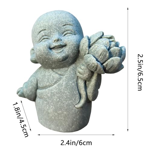 livelyfish Japanese Monk Statue Praying Zen Sandstone Mini Buddha Statues Asian Garden Sculptures for Wealth Good Luck Feng Shui Home Decor (Style 1) - color: Style 1