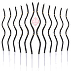 PHD CAKE 24-Count Black Gold Spiral Long Thin Birthday Candles, Cake Candles, Birthday Parties, Wedding Decorations, Party Candles - color: Black Gold