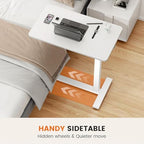 Sweetcrispy Overbed Bedside Table with Wheels, Adjustable Hospital & Home Use Bed Table, Rolling Laptop Table, Mobile Standing Desk, White - color: White