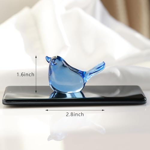 kanpura 2 Pack Glass Bird Statues Crystal Bird Figurines Handmade Modern Animal Statue Ornament for Living Room, Bedroom, Office Desktop, Cabinets(Dark Blue) - color: Blue
