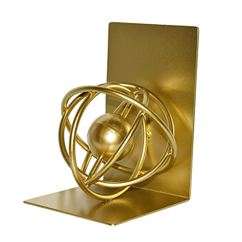Book Ends Decorative, Modern Metal Unique Gold Bookends for Shelves, Round Design Bookend Book Stopper Holder for Home Office