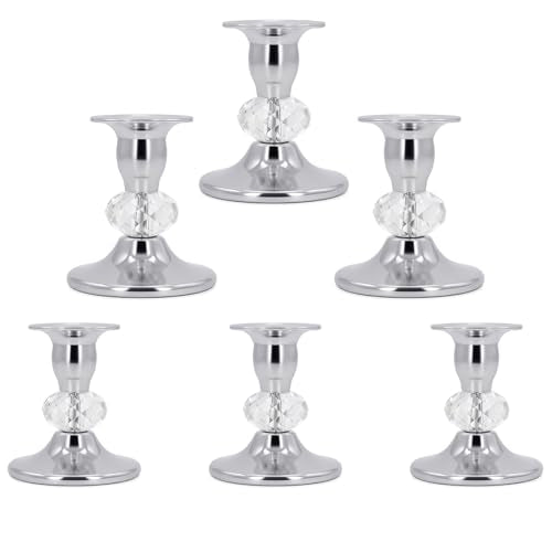 Candlestick Holders Taper Candle Holders, Candle Stick Candle Holder for Table Centerpiece, Wedding Reception, Festive Christmas Mantel Decoration or Home Decor (Silver, 3 Sets(6 Pcs)) - color: Silver, size: 3 Sets(6 Pcs)