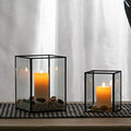 yshengood Hurricane Candle Holder Set of 2 Pcs, Black Candle Holder for Pillar Candle - size: 2-Piece Set (1 Large + 1 Medium)