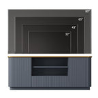 QUW 70" Fluted TV Stand for TVs Up to 80", Modern Entertainment Center with 2 Drawers & Cabinets, TV Console with Curved Profile Design, Luxury Wooden Media Console for Living Room, Navy Blue - color: Navy Blue