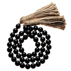 Boho Wood Decorative Beads & Tassel Garland Black - color: Black