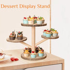 4 Tiered Rustic Wood Cupcake Stand, Detachable Cupcake Tower Holder Wood Dessert Display Platter for Birthday Graduation Tea Party Wedding Decoration