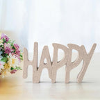 Happy Sign Decor Statue for Shelf Living Room Bookshelf CoffeTable and Office Display, Modern Home Decor Aesthetic Sculpture, Unique Gift for Mom Grandmom Womens Mens or Friends (Sandstone)
