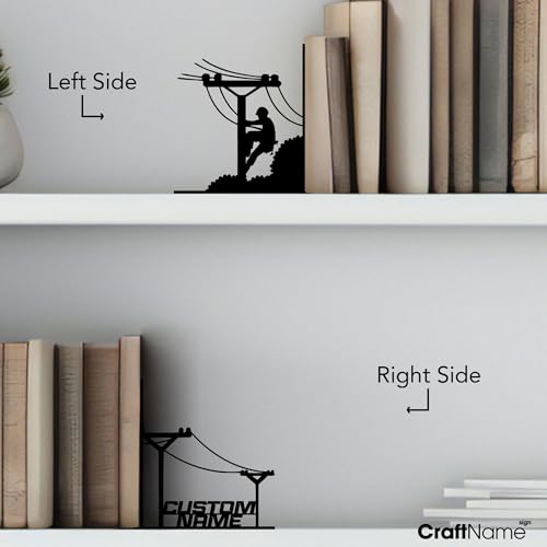 Craftnameisgn Custom Lineman Metal Bookends, Lineman Book Ends Metal Art for Home Office, Book Stopper for Heavy Books, House Warming Gifts New Home, House Warming Gifts new Home - color: 05 Lineman-bookends