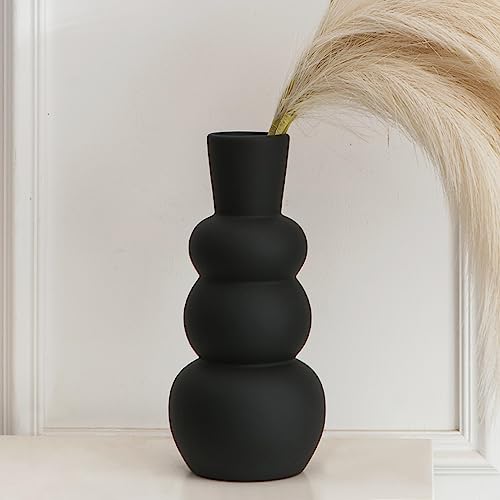 Black Vase, Modern Ceramic Vase, Black Matte Clay Vases for Pampas Grass, Minimalist Home Fresh Flowers, Dried Flowers - color: F-black Tall Vase