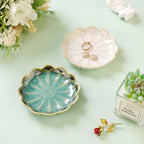 Lotus Ring Holder Dish Small Indoor Ash Tray, Ceramic Dessert Plate Trinket Jewelry Holder Organizing Necklace Earrings for Parents Friends Sister, Deep Green. All Jewelries Are NOT Included. - color: Crystal Green-Round