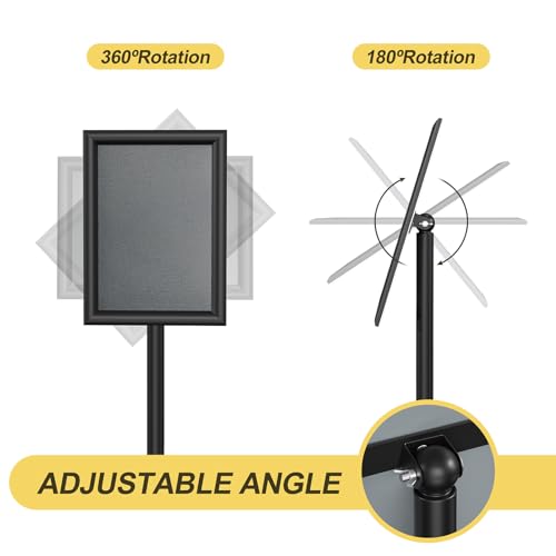 Relx Sign Holder Stand 8.5x11 inch - Adjustable Floor Standing Sign Holder - Signage Stand with Snap-Open Frame Display for Malls,Schools,Restaurants - color: black