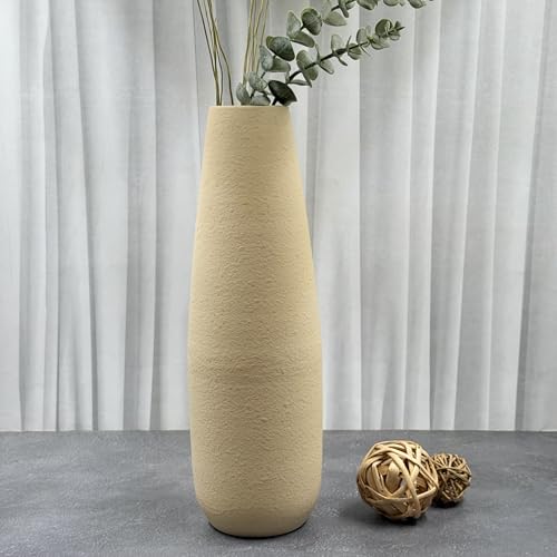 Hosley 16 in High Brown Metal Vase, Ideal for Dried Flowers Gift for Floral Arrangements Wedding Home Spa Votive Candle Gardens - color: Brown 1