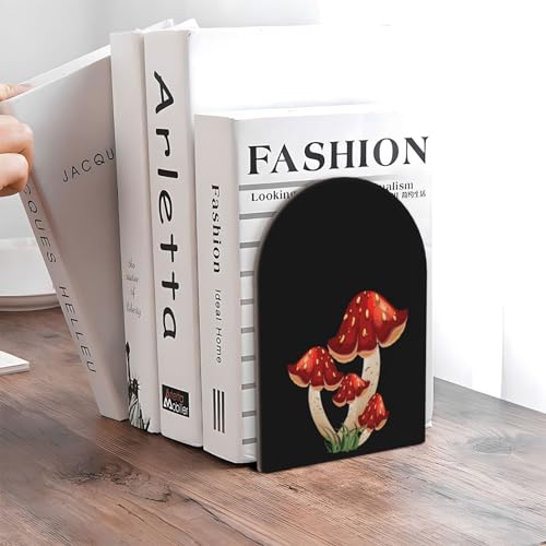 Black Mushroom Bookends Decorative Cute Book Ends for Shelves Heavy Books Holder Organizer Non-Slip Desk Book End for Kids Room Office School Kitchen Home Desktop Decor 1 Pairs - color: Mushroom