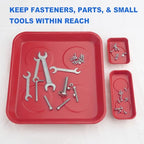 8 PCS Magnetic Trays, Include 2 PCS 11.4 X10.6Inch & 3 PCS 6 X 2.5 Inch & 3 PCS 3.6 X 2.5 Inch, Magnet Tool Tray, Magnetic Parts Tray, Red, by GENHAKON - size: 8 PCS Rectangle Red