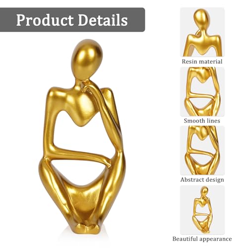 Sandstone Resin Thinker Style Abstract Sculpture Statue Collectible Figurines Home Office Bookshelf Desktop Decor (Small Gold, Right) - color: Small Gold, size: Right 1pc