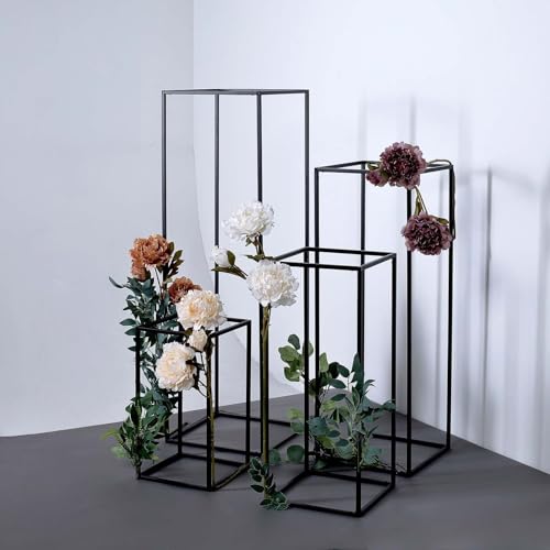 Efavormart Set of 4 - Matte Black Wedding Flower Stand - Metal Vase Column Stand - Geometric Centerpiece Vase - 16", 24", 32", 40" - color: Matte Black, size: 4 Pack 16‘’24‘’32‘’40‘’