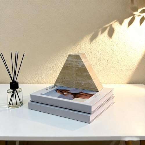 1 Piece Modern Travertine Bookend, Trapezoidal Design, Natural Stone Book Holders for Desk and Shelf (Trapezoidal - 1 Piece) - color: Trapezoidal - 1 Piece