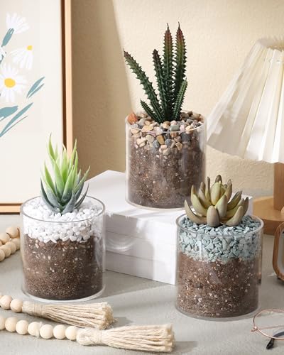 meekoo 3 Pcs Flower Acrylic Vase Cylinders Round Decorative 4 x 4 in Vase Break Resistant Acrylic Flower Cylinder for Centerpiece Home Wedding Decor(Clear, Classic) - color: Classic, size: 4 x 4 in