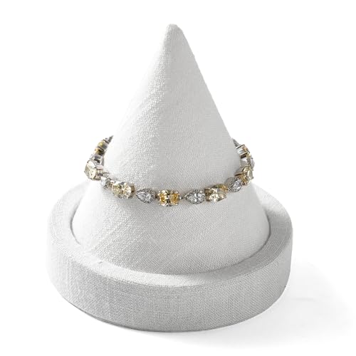 Solid Wood Bracelet Bangle Holder Microfiber Watch Jewelry Display Stand for Vendors Exhibit/Trade Shows/Retail Stores (linen White) - color: linen White