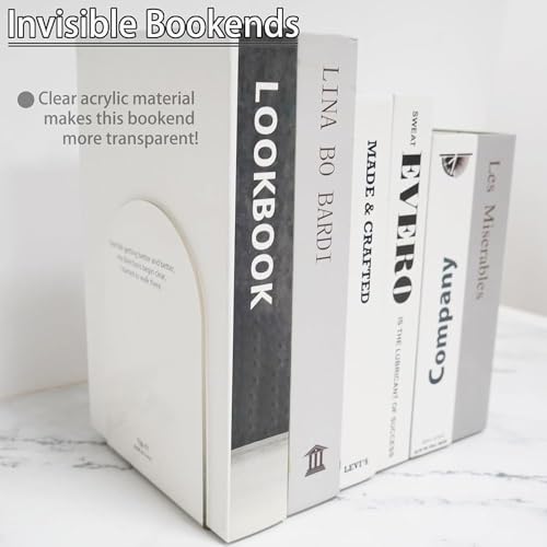 1PC Transparent Acrylic Bookends Stand Bookshelf Desktop Decorative Storage Rack Bookend Book Holder Organizer School Stationery