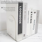 1PC Transparent Acrylic Bookends Stand Bookshelf Desktop Decorative Storage Rack Bookend Book Holder Organizer School Stationery