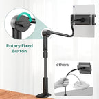 PlusAcc for Tablet Holder with Remote Page Turner – Gooseneck Stand for Reading in Bed, Hands-Free Desk Bedside Stand, Lazy Arm with Clicker Compatible with iPad, Tablets 4-11 Inches, Smartphones
