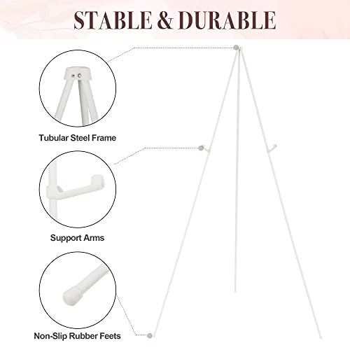 Easel Stand for Wedding Sign & Poster - 63" Display Easels with Adjustable Metal Frame - White - style: White
