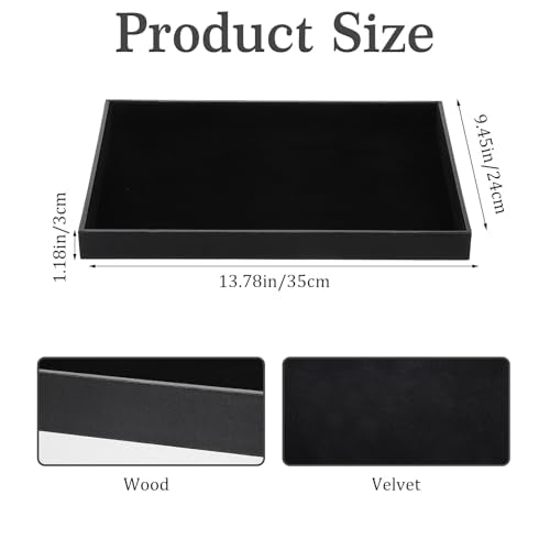 Molain Stackable Jewelry Trays - 4Pcs Black Velvet Jewelry Tray Showcase Display Plate for Necklace Bracelet Ring Organizer