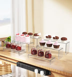 6 PCs Risers Display Stands 3 Tiers Desktop Acrylic Shelves Cake Dessert Holder Products Stand for Collectibles Shoes Jewels Pop Figure (Clear) - color: Clear