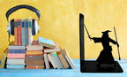 Decorative Bookends - Metal Book Ends - Black Finish - Wizard bookends Magical Bookends - 7" Tall bookends Heavy Bookends for Shelves - size: 7 x 5.5 x 4 inches | 1.8 pounds