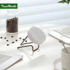 Marble Phone Stand with Metal Holder, Charging Available While Using, Swipe Up to Unlock, Made of Natural Marble as Business Card Holder for Office Desk (Starry White + Black) - color: Starry White + Black