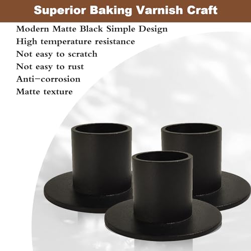 Gute Taper Candle Holder, Candle Holders for Pillar Candles, Matte Black Candlestick Holder Centerpieces for Home Decoration, Wedding Anniversary, Party, Housewarming Gifts,Set of 8,Round - color: Black-r-8pcs