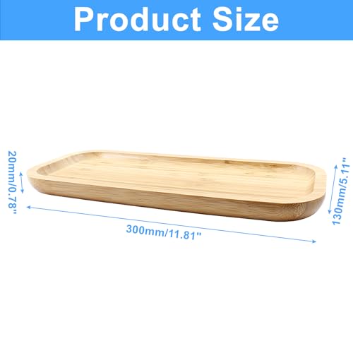 Jiozermi 11.81" Bamboo Serving Tray Tea Serving Tray Bamboo Vanity Tray Counter Tray Bathroom Tray Kitchen Sink Tray Bamboo Tray for Perfume Tea Food Candles - size: 11.81"*5.11"（L*W）